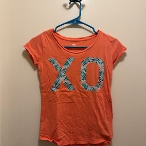 Old Navy Orange Short Sleeve Tee with Tropical 'XO' Graphic